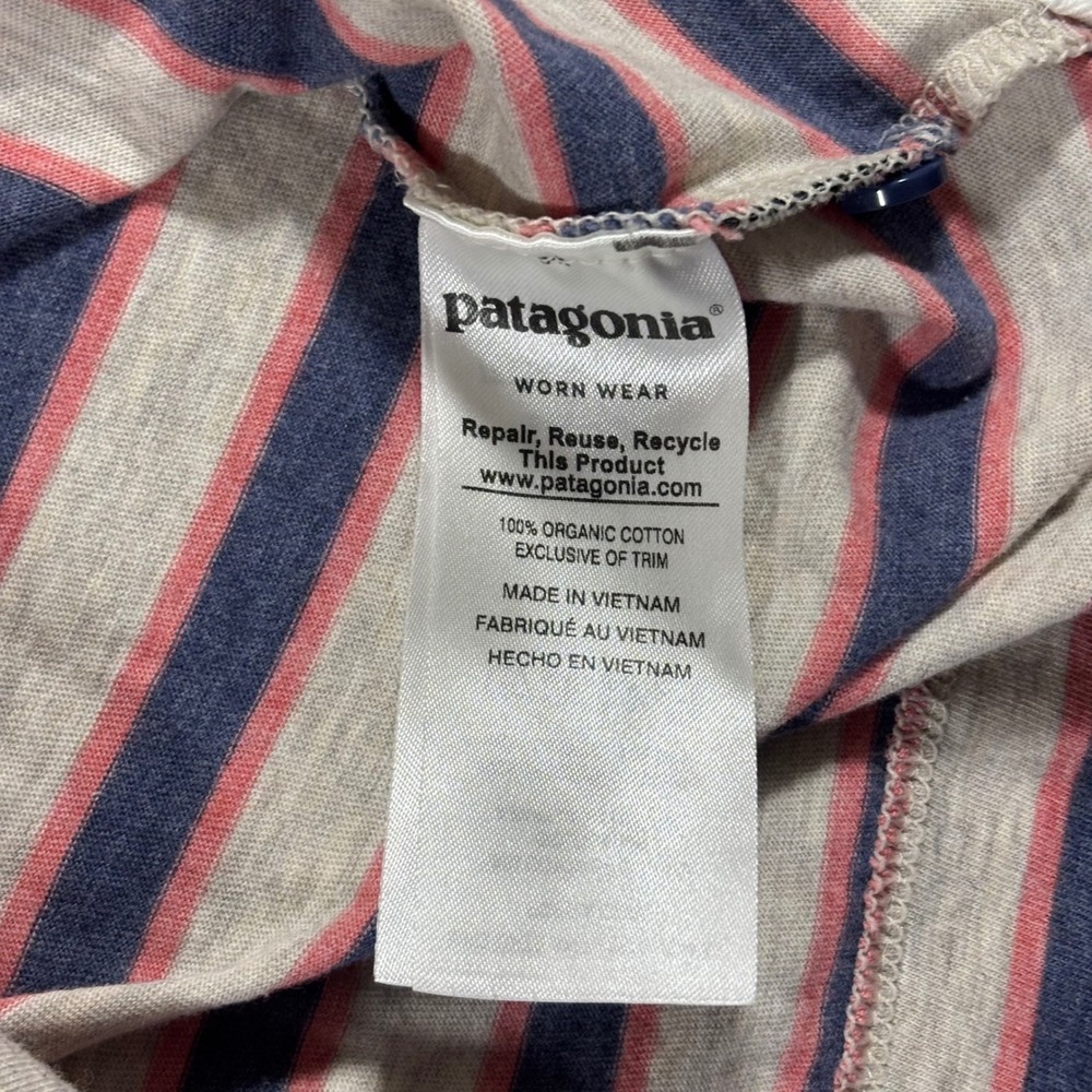 Patagonia Mens Organic Cotton Striped Polo Shirt Small‎ Grey Blue Pink 52776 - Picture 7 of 9